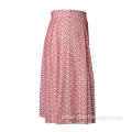 Female Elegant Saia High Waist Pleated Skirt Women